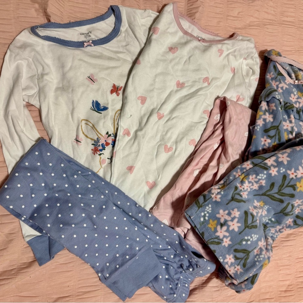 Kirkland Signature Kids Pajama Set - White, Pink, and Blue